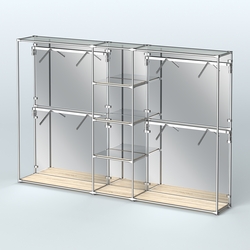 Торговая система ХРОМ (задняя стенка - зеркало) 3600 мм с зеркальными полками и поручнями №8, Дуб Сонома