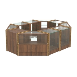 Торговый островок с прозрачными полками и молдингами №2 (4,72 кв.м), Орех