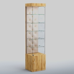 Высокая стеклянная витрина КАПИТОНЕ №502, Дуб Золотистый + 01 Cream