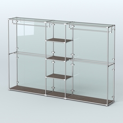 Торговая система ХРОМ (задняя стенка - стекло) 3030 мм с полками ДСП и поручнями №4, Дуб Венге