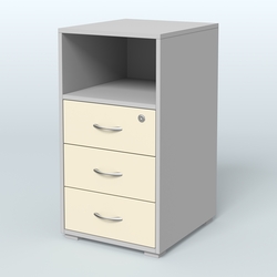 Тумба приставная 3 ящика с нишей, Серый + Крем Вайс