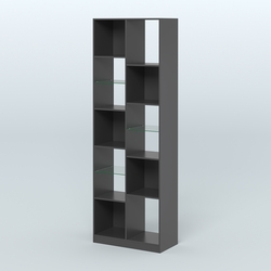 Стеллаж из ДСП серии ЛОФТ №8-3 с полками стекло 5 мм, Черный