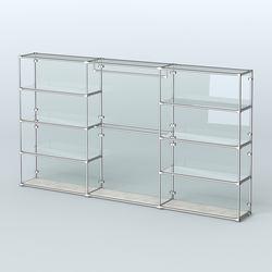 Торговая система ХРОМ (задняя стенка - стекло) 3600 мм с зеркальными полками и поручнями №1, Метрополитан Грей