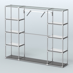 Торговая система ХРОМ без ДСП 2430 мм с зеркальными полками и поручнями №11, Черный