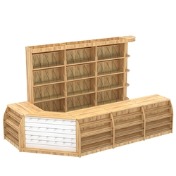 Комплект кассовой зоны со стеллажами под конфеты и орехи большой №3, Дуб Золотистый