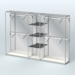 Торговая система ХРОМ (задняя стенка - зеркало) 3030 мм с тонированными полками и поручнями №8, Белый