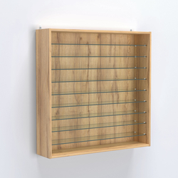 Витрина настенная №204-5Г открытая с девятью прозрачными полками, Дуб Золотистый