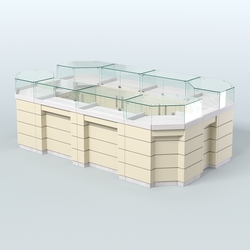 Торговый островок GOLD №5 (6,75 кв.м), Ясень Анкор светлый и Крем Вайс