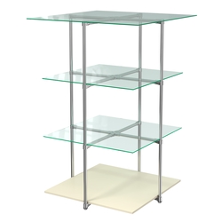 Торговый стенд Экспозиция с полками №1 (с тремя стеклянными полками 6 мм), Крем Вайс