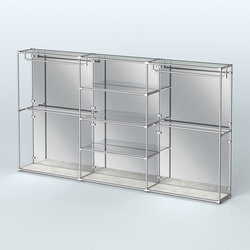 Торговая система ХРОМ (задняя стенка - зеркало) 3600 мм с зеркальными полками и поручнями №2, Метрополитан Грей