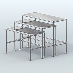 Комплект столов №1-5 с полками зеркало 4мм, Ясень Анкор светлый