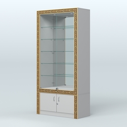 Витрина с декором и замками  из хрома №ВБА-503, Серый