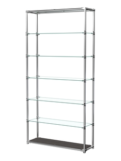 Пристенный торговый стеллаж ЛАЙТ с полками из прозрачного стекла №2, Грейвуд