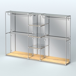 Торговая система ХРОМ (задняя стенка - зеркало) 3600 мм с зеркальными полками и поручнями №4, Дуб Золотистый