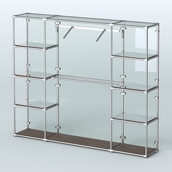 Торговая система ХРОМ (задняя стенка - стекло) 3600 мм с зеркальными полками и поручнями №11, Дуб Венге