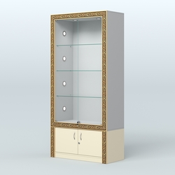 Витрина с декором и тумбой №ВБА-1С, Серый + Крем Вайс