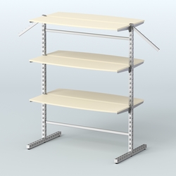 Система ЭЛЕГАНТ островная с шестью закруглёнными полками из ДСП №17б, Крем Вайс