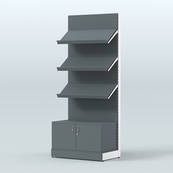 Стеллаж для хлеба и выпечки с тремя наклонными полками и накопителем Феникс №11, Темно-Серый