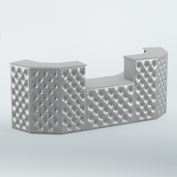 Ресепшен со столом БАРХАТ СЕРЫЙ ПЕРЛАМУТР №3 (карета золото), Серый + Экокожа серебристая