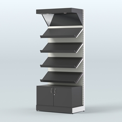 Стеллаж для хлеба и выпечки с четырьмя наклонными полками, накопителем и фризом Феникс №13ФН, Черный и Белый