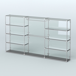 Торговая система ХРОМ (задняя стенка - стекло) 3600 мм с зеркальными полками и поручнями №1, Черный