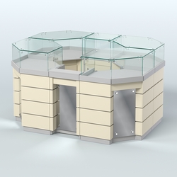 Торговый островок GOLD с зеркальным фасадом №1-1 (3,13 кв.м), Серый + Крем Вайс