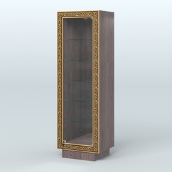 Низкая витрина с декором и пятью прозрачными полками НБА-503, Ясень Анкор темный