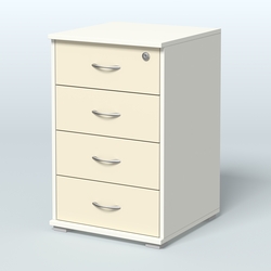 Тумба Нотте подкатная (4 ящика с замком), Белый + Крем Вайс