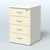 Тумба Нотте подкатная (4 ящика с замком) Белый + Крем Вайс