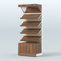 Стеллаж для хлеба и выпечки с четырьмя наклонными полками, накопителем и фризом Феникс №13ФН, Орех + Крем Вайс