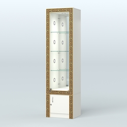 Витрина с декором и диодной подсветкой №ВБА-4С, Белый