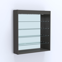 Витрина настенная №204-4Г зеркальная с прозрачными полками и подсветкой, Черный