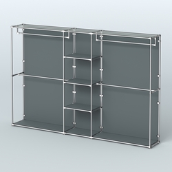 Торговая система ХРОМ (задняя стенка - ДСП) 3030 мм с полками ДСП и поручнями №4, Темно-Серый