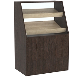 Торговый прилавок для выпечки с двумя наклонными полками серии BAKERY №1 , Дуб Венге и Дуб Сонома