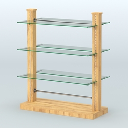 Островная система с перфорацией и шестью стеклянными полками №18, Дуб Золотистый