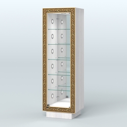 Низкая пристенная витрина с декором НБА-503С, Ясень Анкор светлый