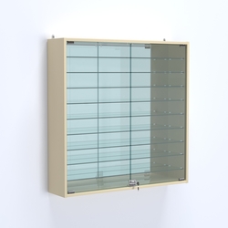 Витрина настенная №204-6А зеркальная с девятью полками, Крем Вайс