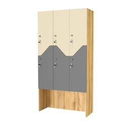 Шкаф для раздевалок СТАНДАРТ-Элегия №3-3Б, Дуб Золотистый + Темно-серый + Крем вайс