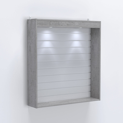 Витрина настенная №204-2В открытая с экономпанелью и верхней подсветкой, Бетон Чикаго светло-серый F186 ST9