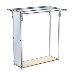 Хромированный высокий стенд-вешало, торец-зеркало ZTD-11 №1-4 с полкой Зеркало 4 мм, Крем Вайс