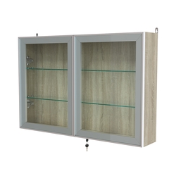 Витрина настенная №3-1А широкая со стеклянными полками серии Collecto, Дуб Сонома