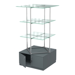 Торговые стенды Экспозиция с полками и тумбами №1 (с двумя стеклянными полками 6мм), Темно-Серый