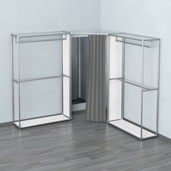 Примерочная с зеркалом из системы ХРОМ с поручнями №1-1, Ясень Анкор светлый