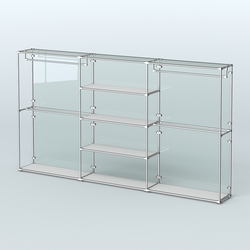 Торговая система ХРОМ (задняя стенка - стекло) 3600 мм с полками ДСП и поручнями №2, Серый