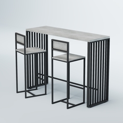 Комплект барный стол "Кофе-брейк" №6 и стулья, Метрополитан Грей