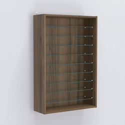 Витрина настенная №202-5Г открытая с девятью полками, Орех