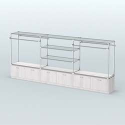 Островная торговая система ХРОМ 3600 мм с тумбами Т15 и поручнями №3, Ясень Анкор светлый