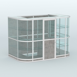 Павильон из профиля пристенный №8г (4,05 кв. м), Бетон Чикаго светло-серый F186 ST9