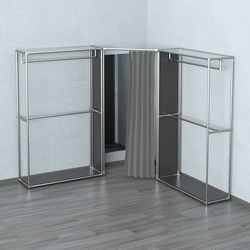 Примерочная с зеркалом из системы ХРОМ с поручнями №1-1, Черный