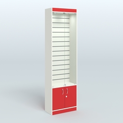 Витрина закрытая из ДСП с экономпанелью для аптеки №2-300-4, Белый + Красный